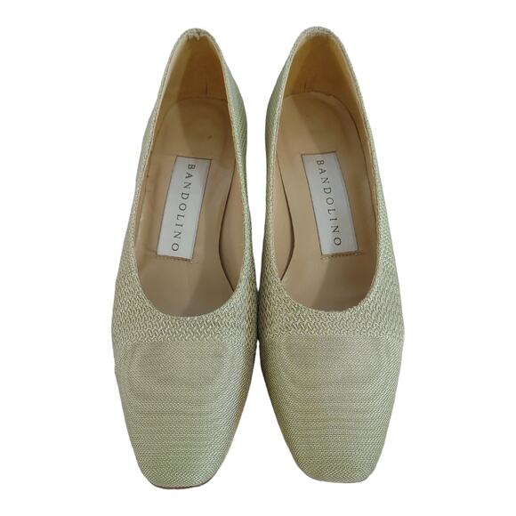 BANDOLINO Iridescent Green Pumps Size 8M Preppy Classic Block Heels Clean Simple - Picture 2 of 11